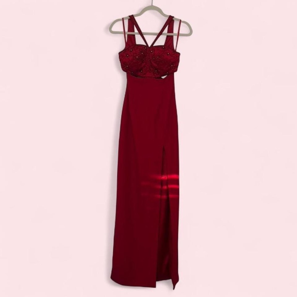 Y2K Simply‎ Precious Red Beaded Prom Dress Size 2